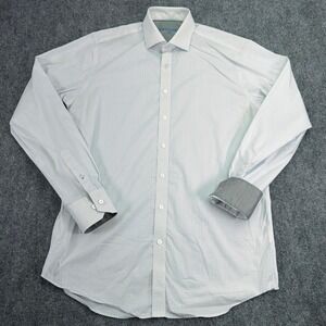 Twillory Dress Shirt Mens 16.5 36-37 Blue Check Tailored Fit Performance Coolmax